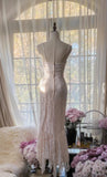 Tender Pink Spaghetti Straps Mermaid Lace Chiffon Prom Dresses Birthday Party Dresses HZ1024