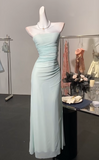 Light Green Strapless Bodycon Chiffon Prom Dresses Simple Formal Evening Gowns HZ1024