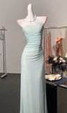 Light Green Strapless Bodycon Chiffon Prom Dresses Simple Formal Evening Gowns HZ1024
