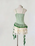 Green Spaghetti Straps Bodycon Lace Tulle Short Prom Dresses Homecoming Dresses HZ1024