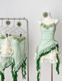 Green Spaghetti Straps Bodycon Lace Tulle Short Prom Dresses Homecoming Dresses HZ1024