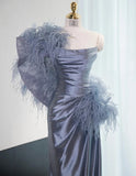 Strapless Sheath Satin Prom Dresses Formal Evening Gowns HZ1024