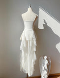 White Spaghetti Straps Chiffon A-Line Prom Dresses Birthday Evening Gowns HZ1024