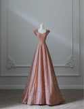 Pink Sweetheart Neck A-Line Sequin Long Prom Dresses Formal Evening Gowns HZ1024