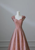 Pink Sweetheart Neck A-Line Sequin Long Prom Dresses Formal Evening Gowns HZ1024