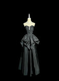 Black Sweetheart Neck A-Line Taffeta Long Prom Dresses Elegant Formal Evening Gowns HZ1024