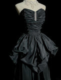 Black Sweetheart Neck A-Line Taffeta Long Prom Dresses Elegant Formal Evening Gowns HZ1024