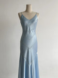 Grey Blue Spaghetti Straps Mermaid Satin Beading Party Dress HZ1024
