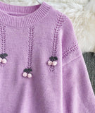 Cherry Round Neck Long Sleeve Sweater HZ1024