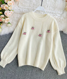 Cherry Round Neck Long Sleeve Sweater HZ1024