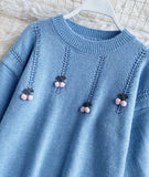 Cherry Round Neck Long Sleeve Sweater HZ1024