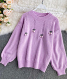 Cherry Round Neck Long Sleeve Sweater HZ1024