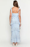 Grey Blue V-neck Chiffon Sheath Party Dress Formal Evening Gowns HZ1024