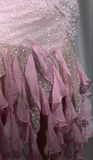Pink Spaghetti Straps Sheath Chiffon Beaded Short Prom Dresses Vintage Evening Gowns HZ1024