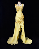 Mauve Square Neck Mermaid Chiffon Applique Long Prom Dresses Vintage Formal Evening Gowns HZ1024