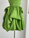 Green Strapless A-Line Satin Short Prom Dresses Homecoming Dresses HZ1024