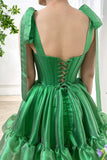 Green Strapless A-Line Chiffon Short Prom Dresses Homecoming Dresses HZ1024
