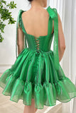 Green Strapless A-Line Chiffon Short Prom Dresses Homecoming Dresses HZ1024