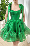 Green Strapless A-Line Chiffon Short Prom Dresses Homecoming Dresses HZ1024