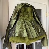 Dark Olive Green Sweetheart Neck A-Line Satin Tulle Short Prom Dresses Homecoming Dresses HZ1024