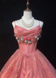 Hot Pink Spaghetti Strap A-Line Tulle Satin Short Prom Dress Homecoming Dress with Beading HZ1024