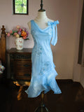 Blue Asymmetric Neck Bodycon Chiffon Beading Short Prom Dress Evening Gowns HZ1024