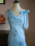 Blue Asymmetric Neck Bodycon Chiffon Beading Short Prom Dress Evening Gowns HZ1024