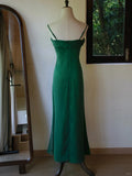 Green Spaghetti Strap Sheath Chiffon Prom Dress Elegant Evening Gowns HZ1024