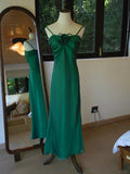 Green Spaghetti Strap Sheath Chiffon Prom Dress Elegant Evening Gowns HZ1024