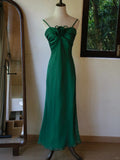 Green Spaghetti Strap Sheath Chiffon Prom Dress Elegant Evening Gowns HZ1024