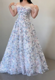 White Off-the-shoulder A-Line Tulle Long Prom Dresses Elegant Wedding Dress with Appliques HZ1024