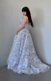 White Off-the-shoulder A-Line Tulle Long Prom Dresses Elegant Wedding Dress with Appliques HZ1024
