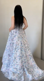 White Off-the-shoulder A-Line Tulle Long Prom Dresses Elegant Wedding Dress with Appliques HZ1024