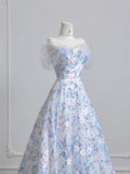 White Off-the-shoulder A-Line Tulle Long Prom Dresses Elegant Wedding Dress with Appliques HZ1024
