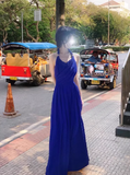holiday style blue halter neck backless suspender dress HZ1024