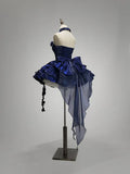 Deep Royal Blue Strapless A-Line Lolita Prom Dresses Homecoming Dress HZ1024