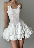 White Spaghetti Straps A-Line Chiffon Short Prom Dresses Homecoming Dress HZ1024