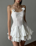 White Spaghetti Straps A-Line Chiffon Short Prom Dresses Homecoming Dress HZ1024