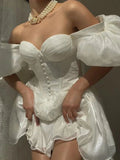 White Off Shoulder A-Line Tulle Short Prom Dresses Homecoming Dress HZ1024