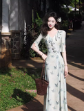 V-neck ruffled fitted dress HZ1024