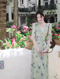 V-neck ruffled fitted dress HZ1024