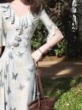 V-neck ruffled fitted dress HZ1024