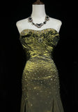 Green Strapless Mermaid Beaded Satin Long Prom Dresses Formal Evening Gowns HZ1024