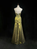 Green Strapless Mermaid Beaded Satin Long Prom Dresses Formal Evening Gowns HZ1024
