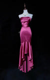 Fuchsia Strapless Mermaid Satin Long Prom Dresses Formal Evening Gowns HZ1024