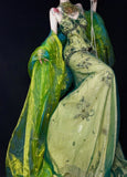 Green V-neck Mermaid Beaded Lace Tulle Long Prom Dresses Vintage Elegant Formal Evening Gowns HZ1024