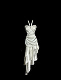 White Halter Sheath Satin Prom Dresses Formal Evening Gowns HZ1024
