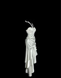 White Halter Sheath Satin Prom Dresses Formal Evening Gowns HZ1024