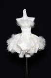 White Strapless A-Line Satin Short Prom Dresses Homecoming Dress HZ1024