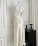 Light Champagne Spaghetti Straps Satin Sheath Prom Dresses Formal Evening Gowns HZ1024